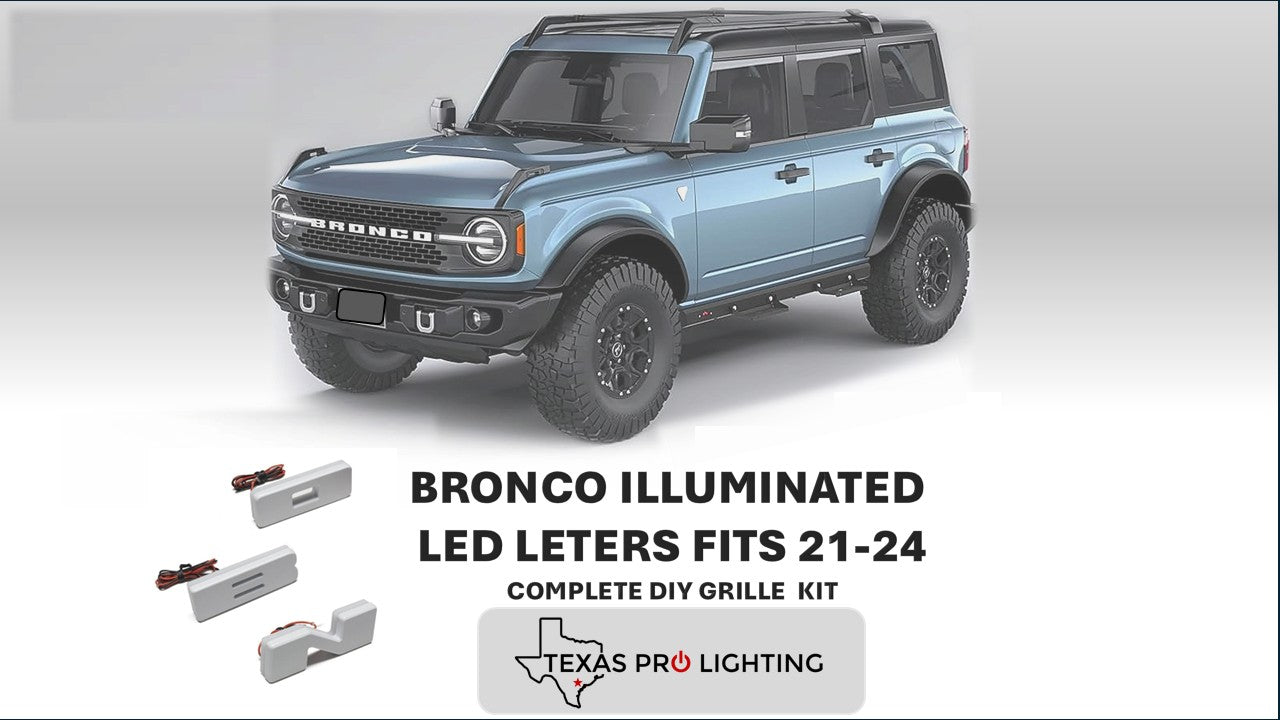 BRONCO ILLUMINATED LED GRILLE LETTERS KIT-WHITE/WHITE
