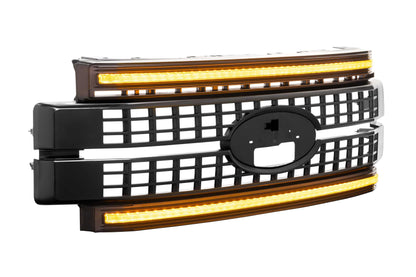 XBG LED Grille: Ford Super Duty (17-19) (Paintable-Black / Amber DRL)