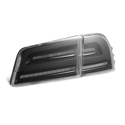 12-21 Tesla Model S LUXX-Series LED Tail Lights Alpha-Black (With Black Trunk Center Piece Replacement)