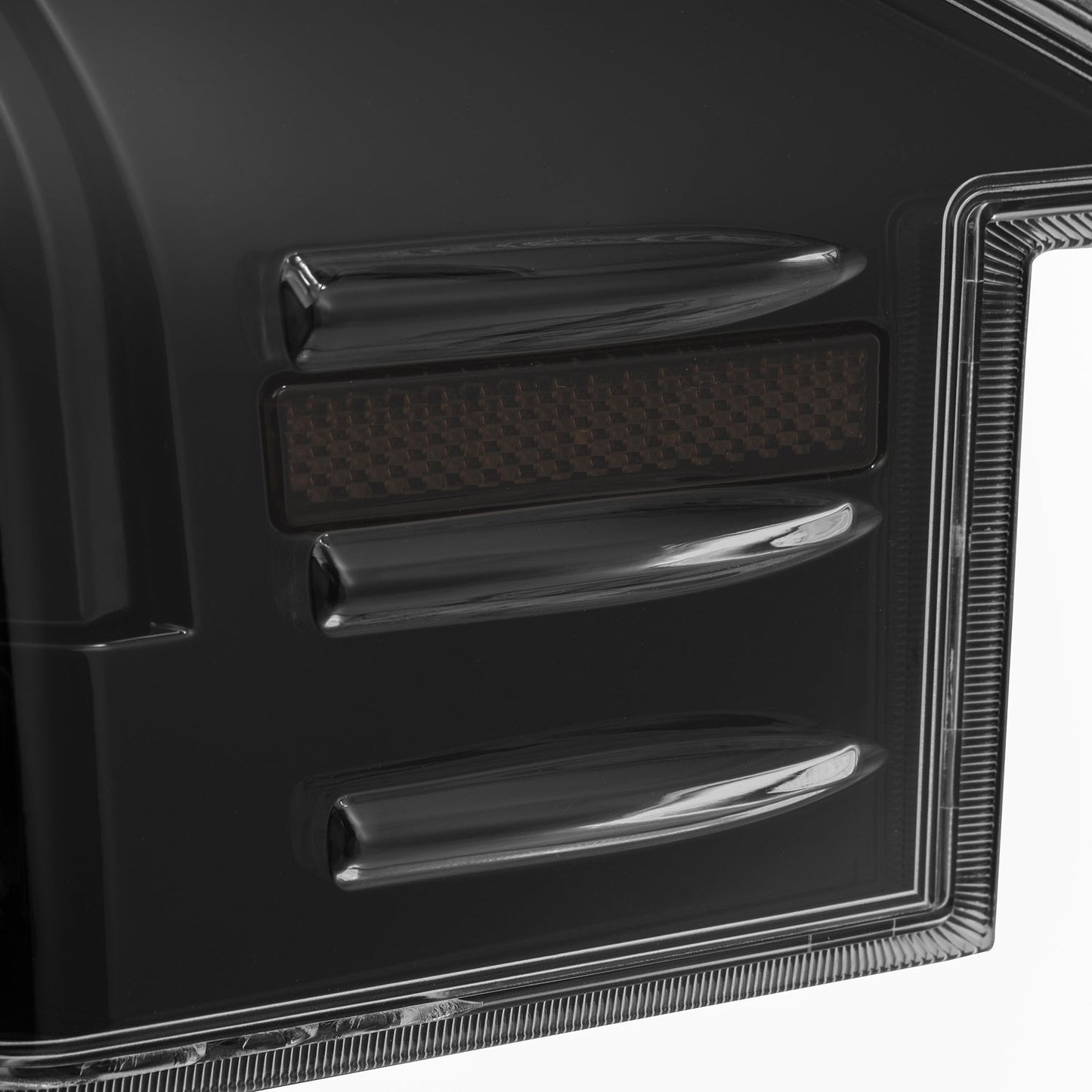 12-21 Tesla Model S LUXX-Series LED Tail Lights Alpha-Black (With Black Trunk Center Piece Replacement)