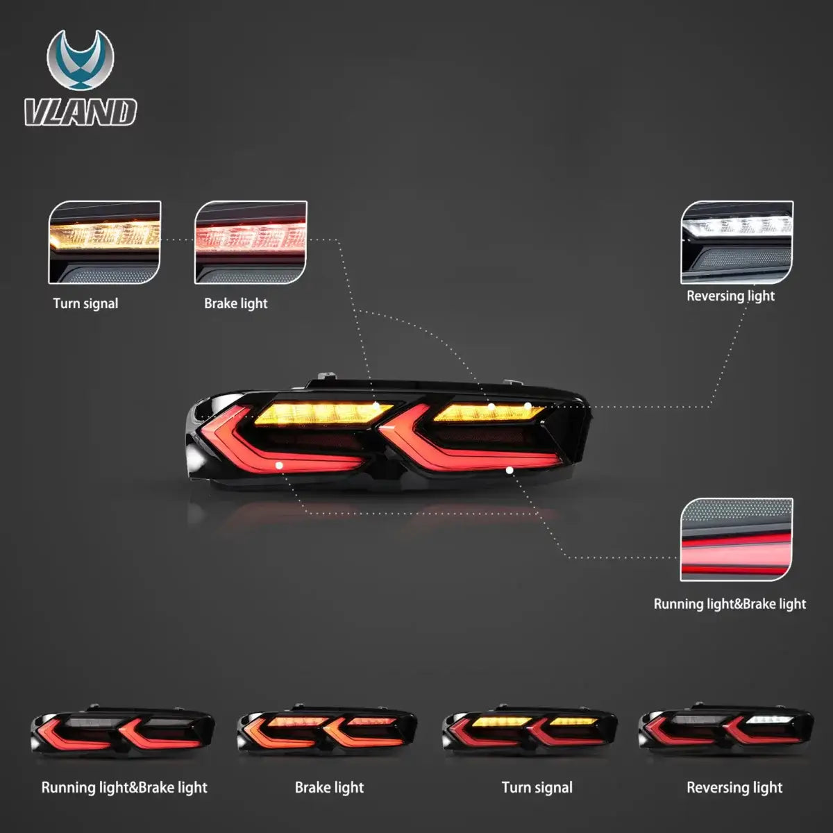 19-24 Chevrolet Camaro Vland C8 LED Tail Lights