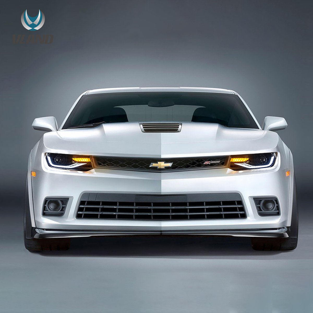 14-15 Chevrolet Camaro Vland Dual Beam Projector Headlights Black