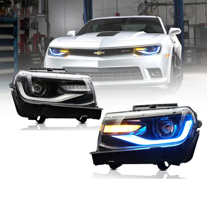 14-15 Chevrolet Camaro Vland RGB Dual Beam Projector Headlights Black