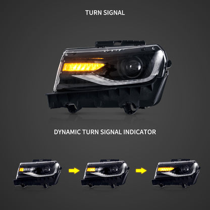 14-15 Chevrolet Camaro Vland RGB Dual Beam Projector Headlights Black