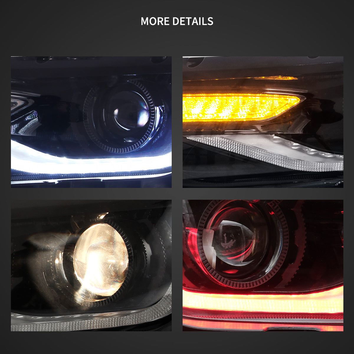 14-15 Chevrolet Camaro Vland RGB Dual Beam Projector Headlights Black