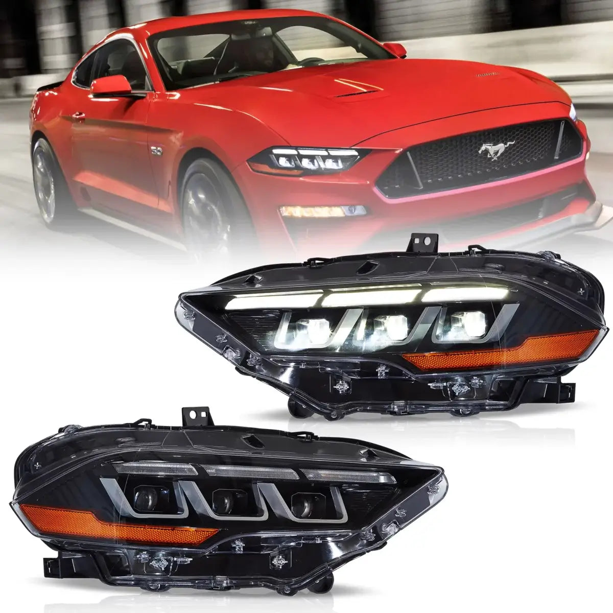 18-24 Ford Mustang Vland Headlights Full LED With S650 Style