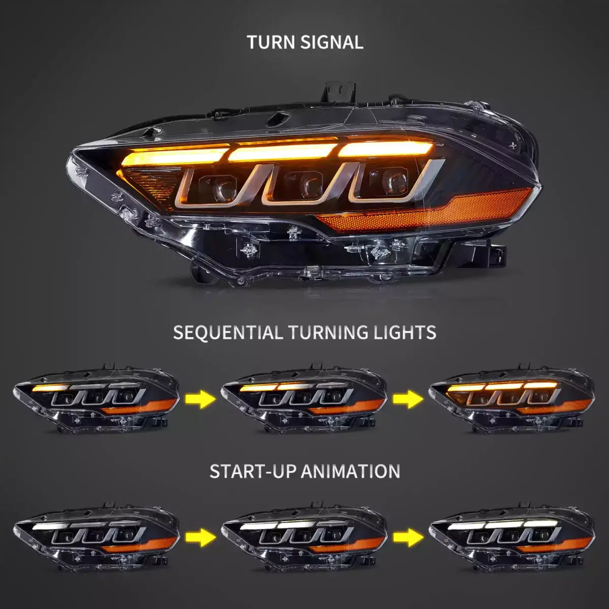 18-24 Ford Mustang Vland Headlights Full LED With S650 Style