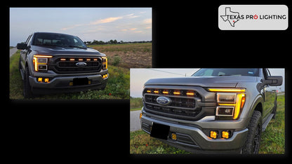 2021-2024 Ford F150 Full BI-LED Headlights With Amber/White DRL Option